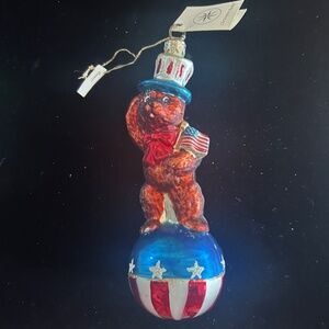 Christopher Radko Patriotic “Teddy for President” Bear Ornament 1997